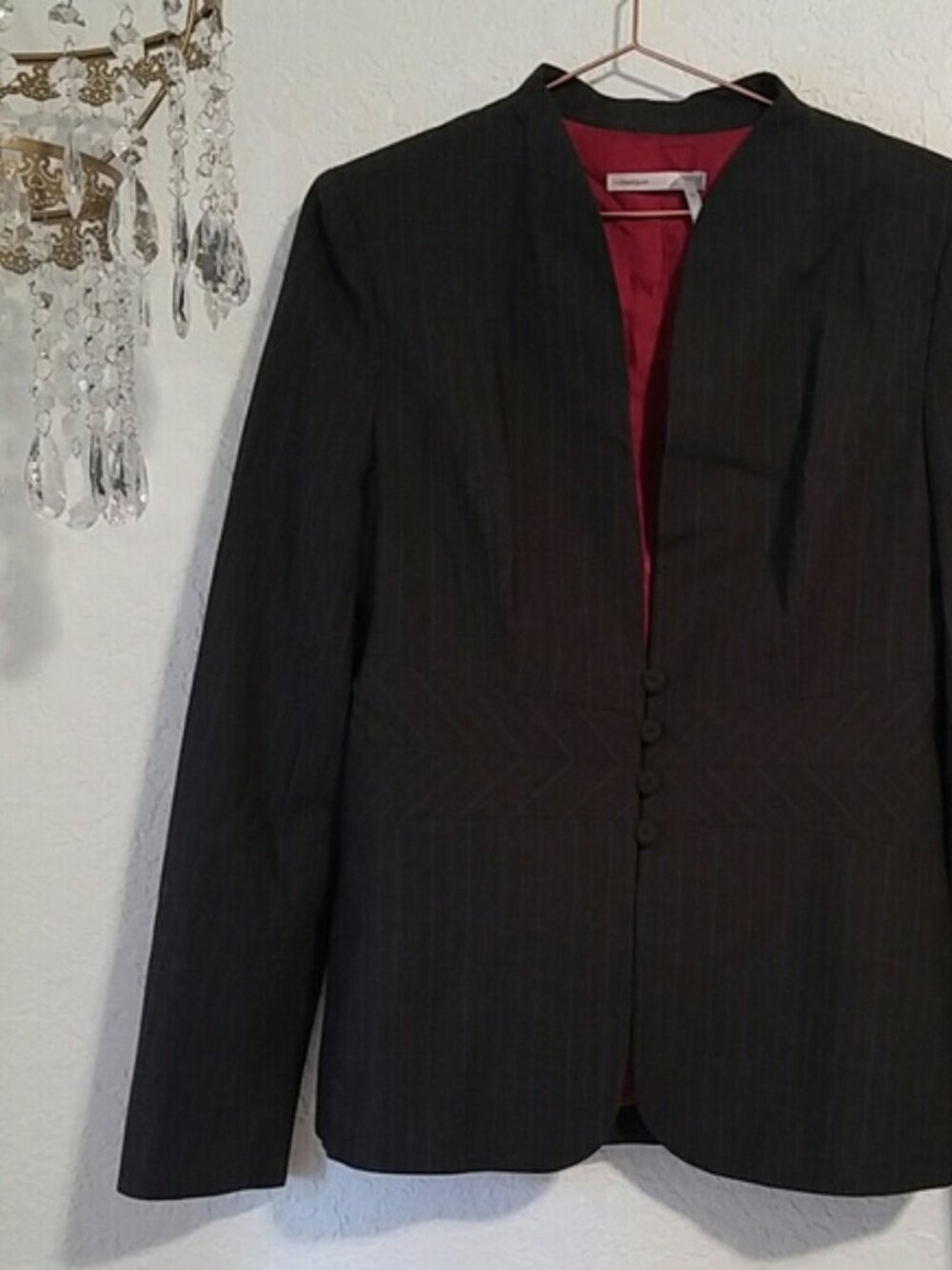 Classiques Entier SZ 10 Pin Striped Wool & Spandex 4 Button Closure Blazer